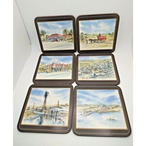 Vintage Unocal 76 Drink Coaster Set-Cork Lined Bottom Pimpernel England Oil Gas